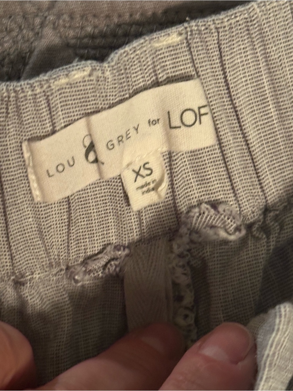 Lou & Grey for LOFT Linen Blend Pants XS Taupe Tie Waist Utility Pocket Trouser - Picture 9 of 10